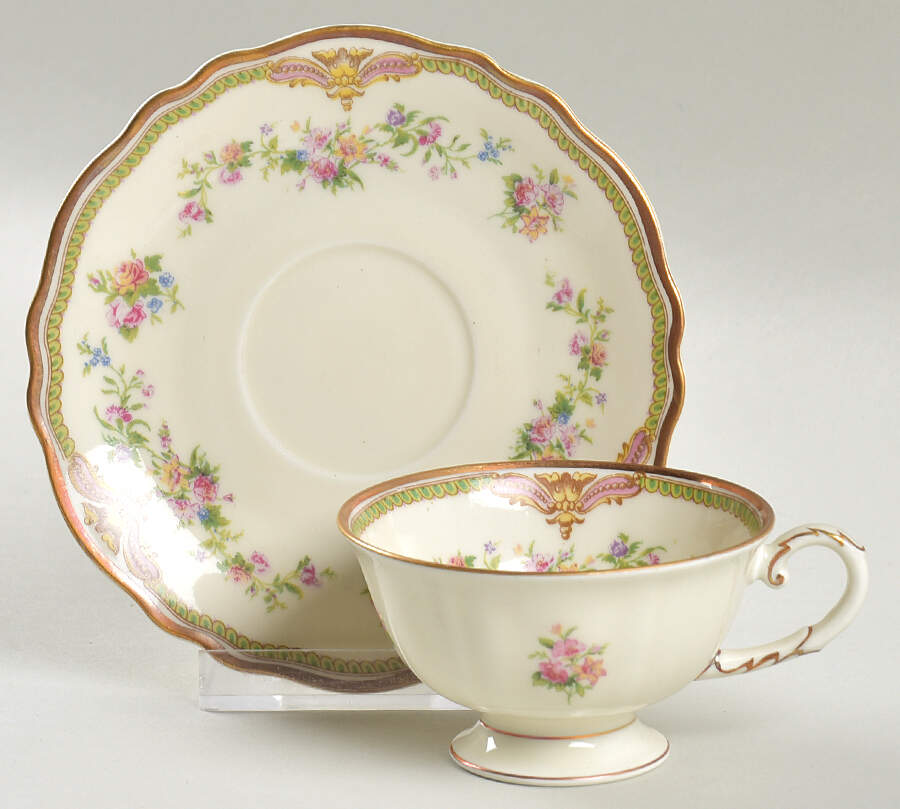 Aida (Green Verge & Gold Trim) Demitasse Cup & Saucer Set by Franconia-Krautheim & Adelburg-1