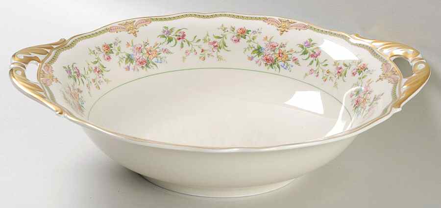 Aida (Green Verge & Gold Trim) 10" Round Vegetable Bowl by Franconia-Krautheim & Adelburg-1