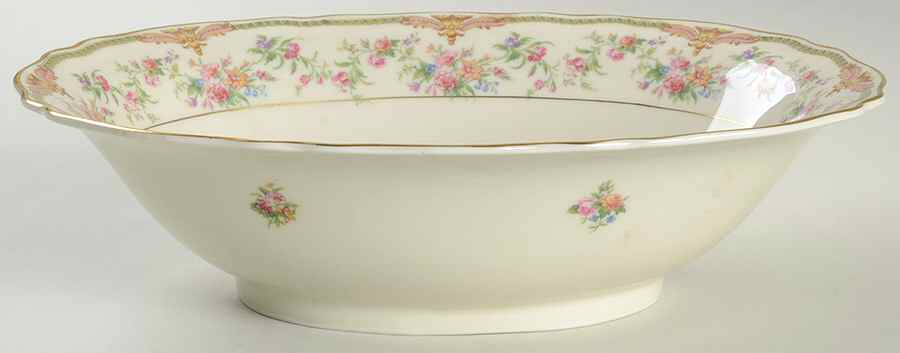 Aida (Green Verge & Gold Trim) 9" Oval Vegetable Bowl by Franconia-Krautheim & Adelburg-1