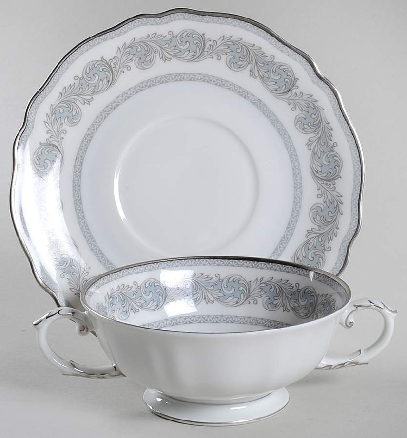 Argenta Footed Cream Soup Bowl & Saucer Set by Franconia-Krautheim & Adelburg-1