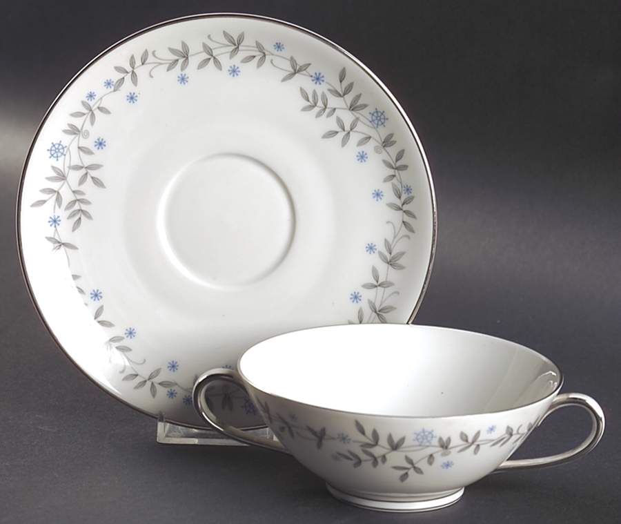 Arietta Footed Cream Soup Bowl & Saucer Set by Franconia-Krautheim & Adelburg-1