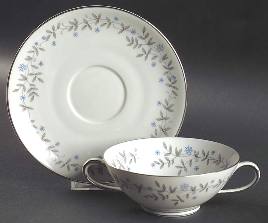 Arietta Footed Cream Soup Bowl & Saucer Set by Franconia-Krautheim & Adelburg-1