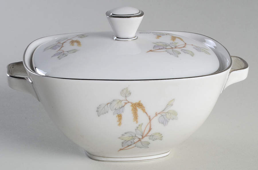 Birch Blossoms (Platinum Trim) Sugar Bowl & Lid by Franconia-Krautheim & Adelburg-1