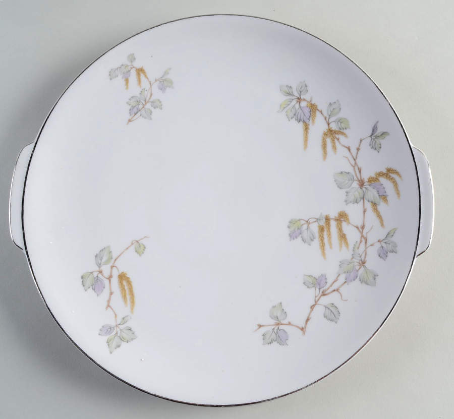 Birch Blossoms (Platinum Trim) Handled Cake Plate by Franconia-Krautheim & Adelburg-1