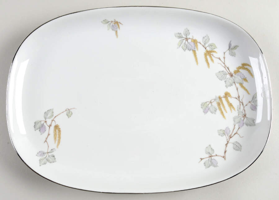 Birch Blossoms (Platinum Trim) 13" Oval Serving Platter by Franconia-Krautheim & Adelburg-1