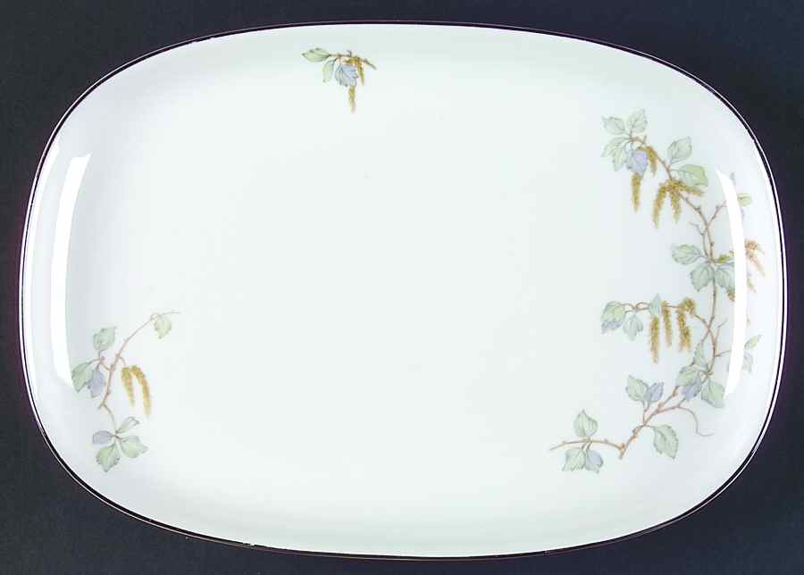 Birch Blossoms (Platinum Trim) 11" Oval Serving Platter by Franconia-Krautheim & Adelburg-1