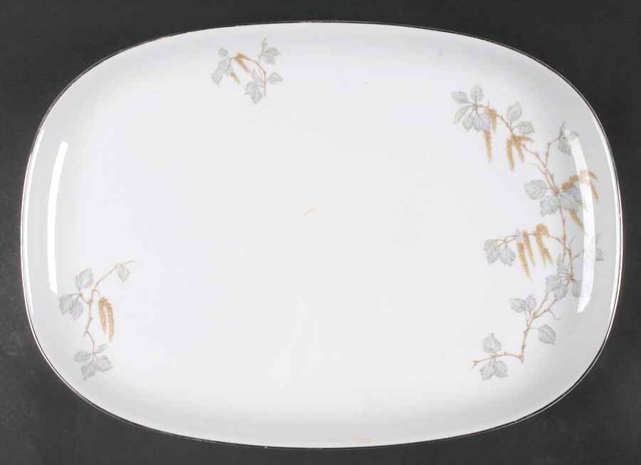 Birch Blossoms (Platinum Trim) 16" Oval Serving Platter by Franconia-Krautheim & Adelburg-1
