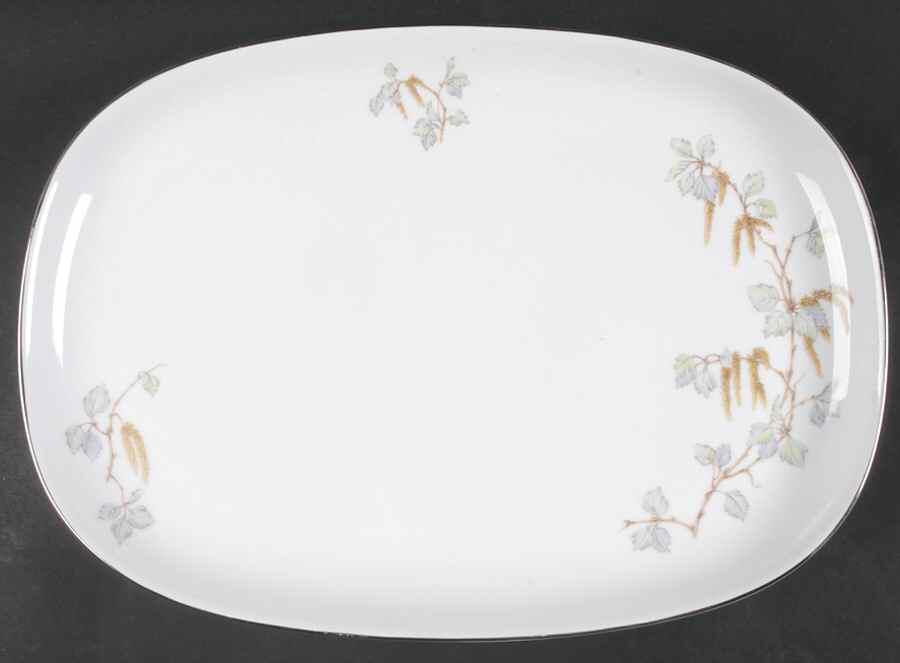 Birch Blossoms (Platinum Trim) 15" Oval Serving Platter by Franconia-Krautheim & Adelburg-1