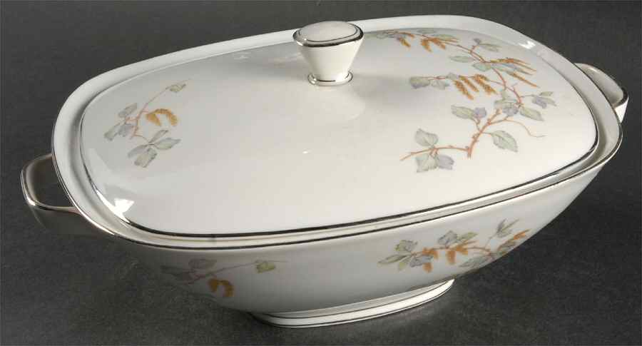Birch Blossoms (Platinum Trim) Rectangular Vegetable Bowl No Lid by Franconia-Krautheim & Adelburg-1