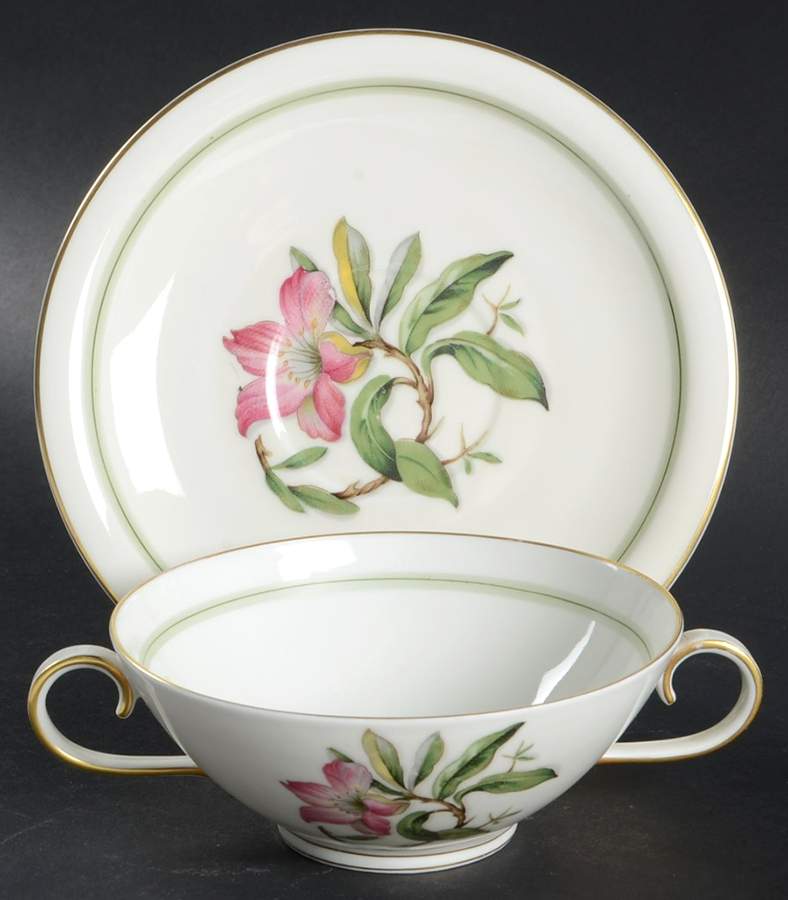 Blossoms of Spring Flat Cream Soup Bowl & Saucer Set by Franconia-Krautheim & Adelburg-1