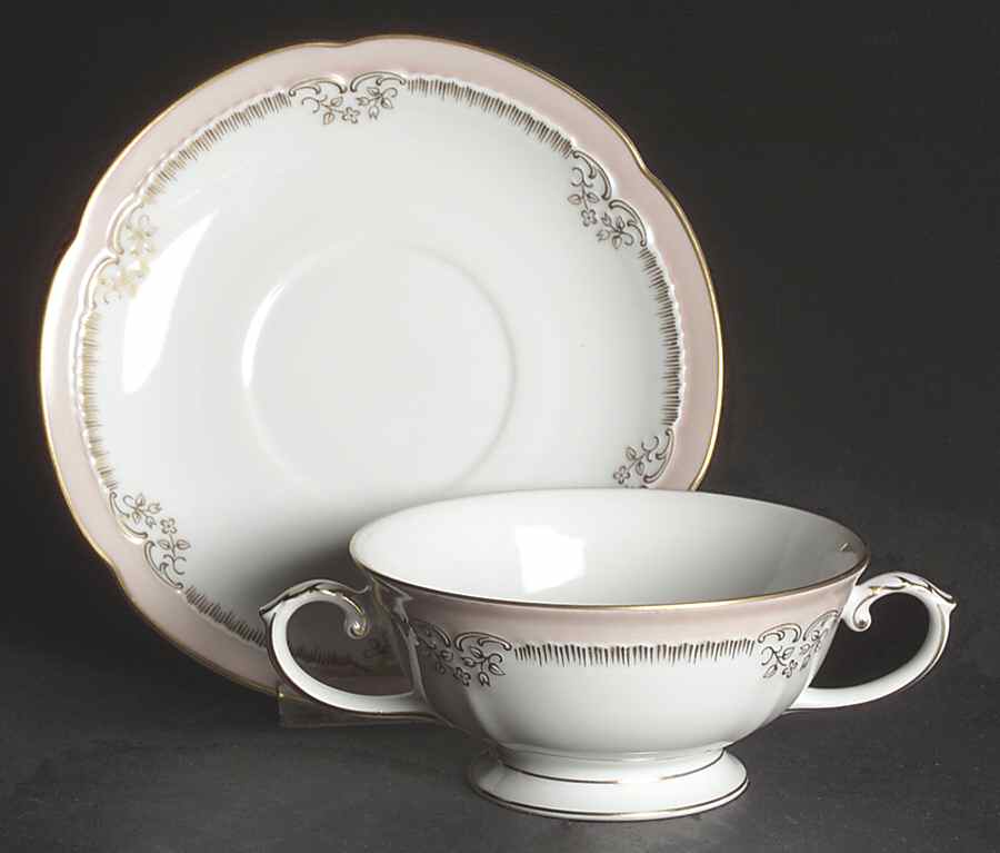 Corinne Footed Cream Soup Bowl & Saucer Set by Franconia-Krautheim & Adelburg-1