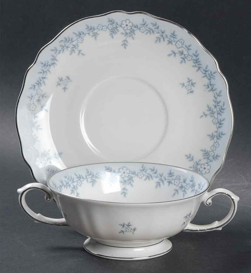 Delphine Footed Cream Soup Bowl & Saucer Set by Franconia-Krautheim & Adelburg-1