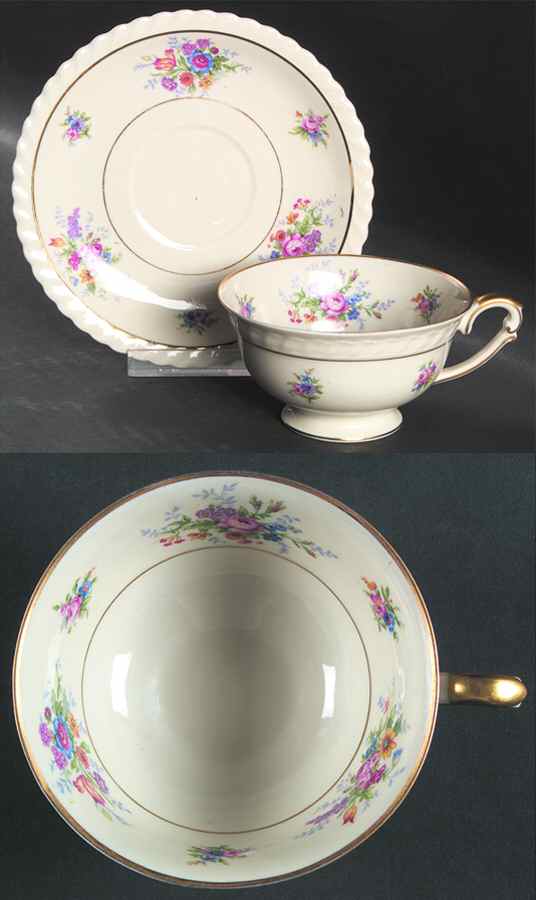 De Rose Footed Cup & Saucer Set by Franconia-Krautheim & Adelburg-1