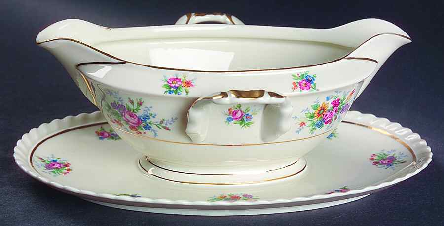 De Rose Gravy Boat with Attached Underplate by Franconia-Krautheim & Adelburg-1