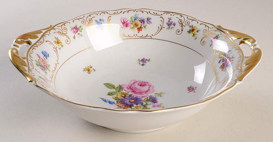 Dresden Flowers 9" Round Vegetable Bowl by Franconia-Krautheim & Adelburg-1