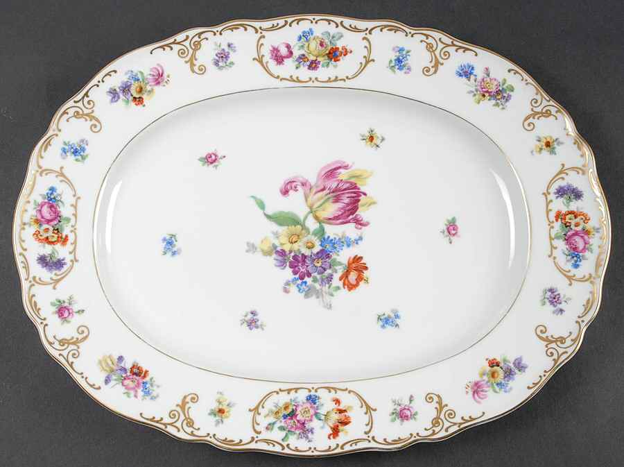 Dresden Flowers 13" Oval Serving Platter by Franconia-Krautheim & Adelburg-1