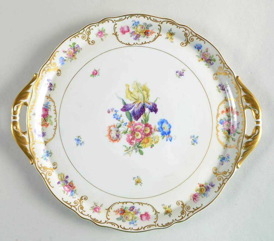 Dresden Flowers Handled Cake Plate by Franconia-Krautheim & Adelburg-1