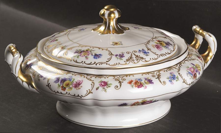 Dresden Flowers Round Covered Vegetable by Franconia-Krautheim & Adelburg-1