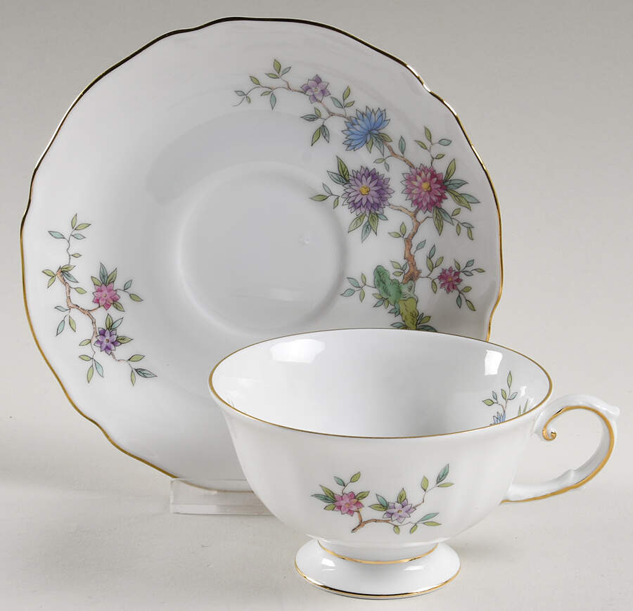 Flower Song Footed Cup & Saucer Set by Franconia-Krautheim & Adelburg-1