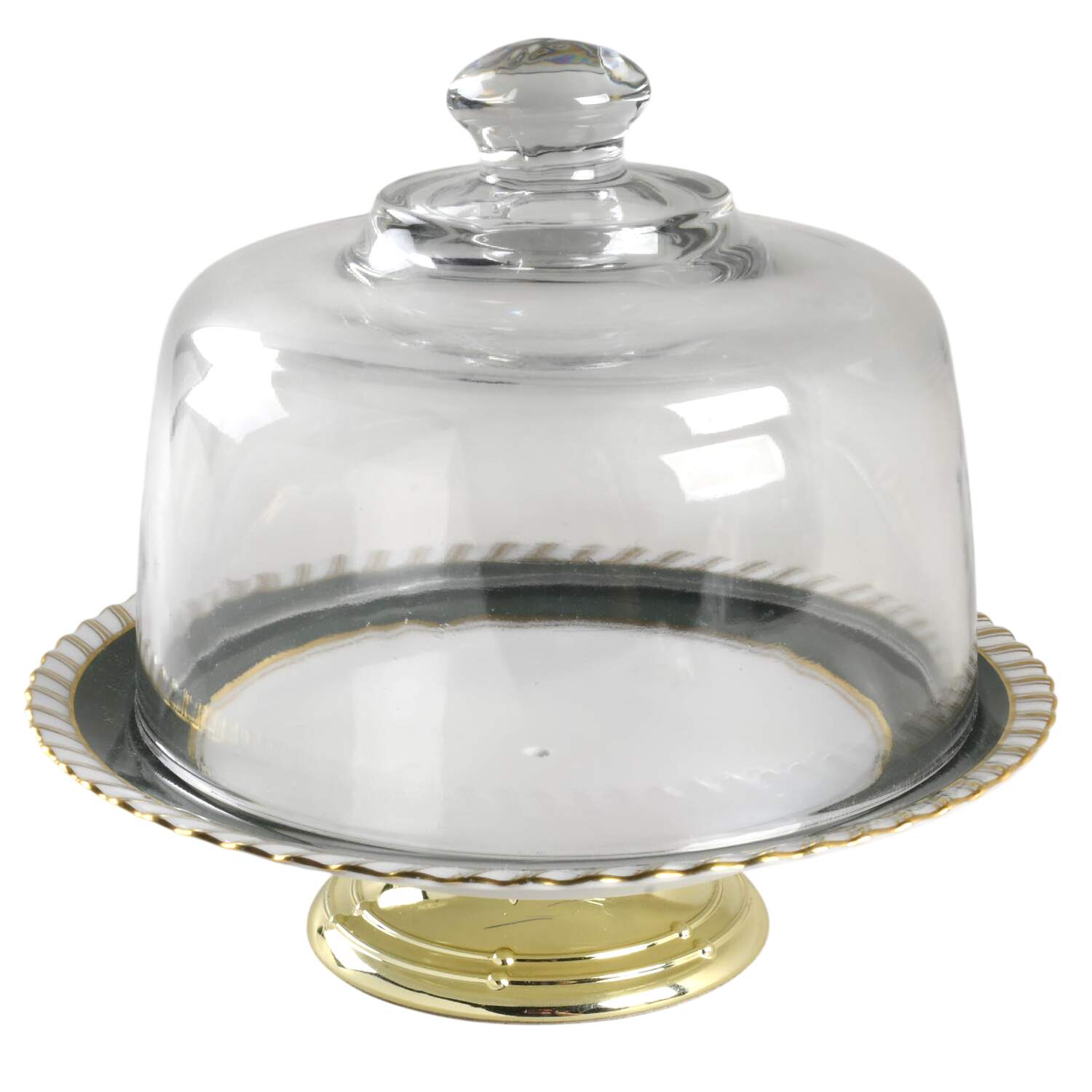 Forest 6 1/2"-7 1/2" Footed Cheese Plate w/ Glass Dome HC by Franconia-Krautheim & Adelburg-1