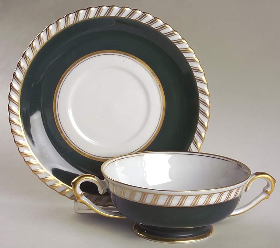 Forest Footed Cream Soup Bowl & Saucer Set by Franconia-Krautheim & Adelburg-1
