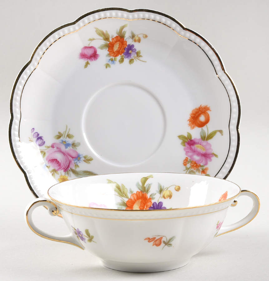 FR18 Flat Cream Soup Bowl & Saucer Set by Franconia-Krautheim & Adelburg-1