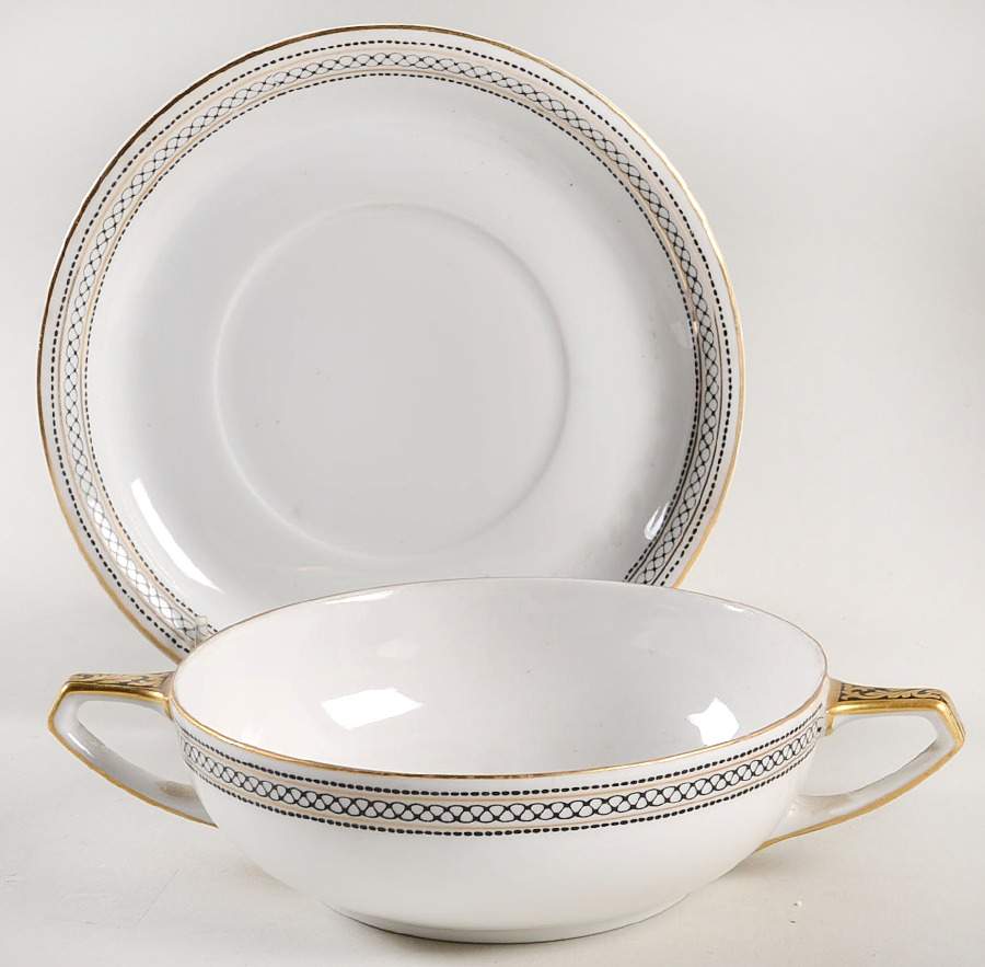 7187 Flat Cream Soup Bowl & Saucer Set by Franconia-Krautheim & Adelburg-1