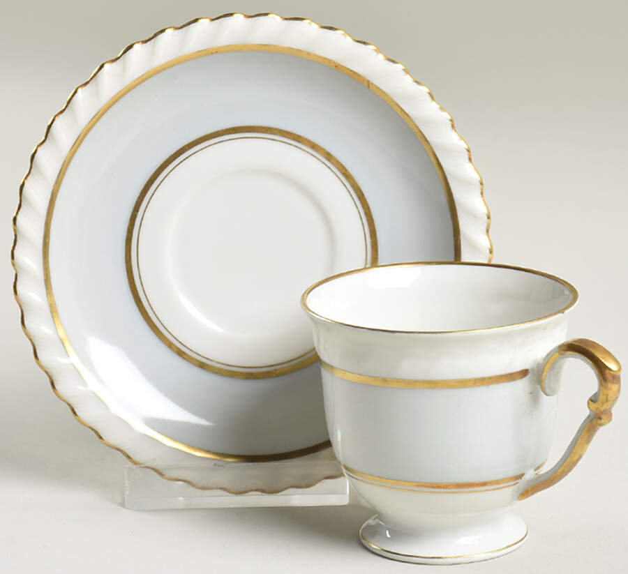 French Gray Footed Demitasse Cup & Saucer Set by Franconia-Krautheim & Adelburg-1