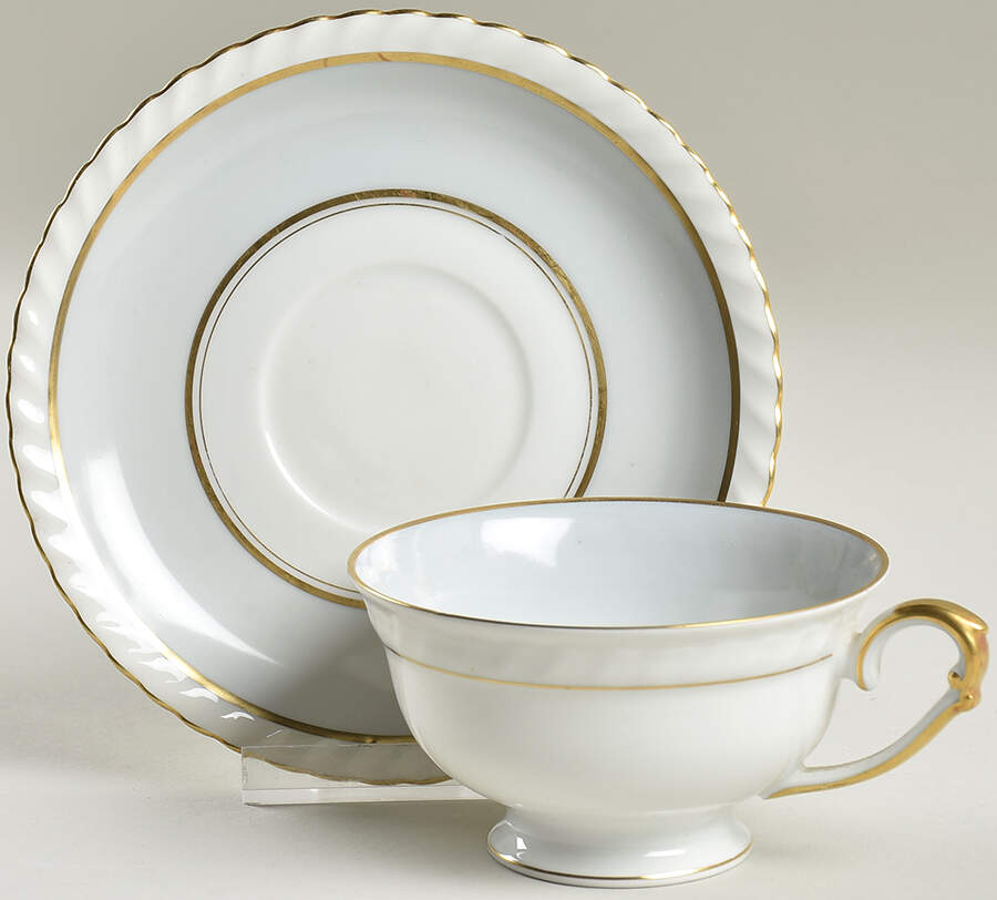 French Gray Footed Cup & Saucer Set by Franconia-Krautheim & Adelburg-1