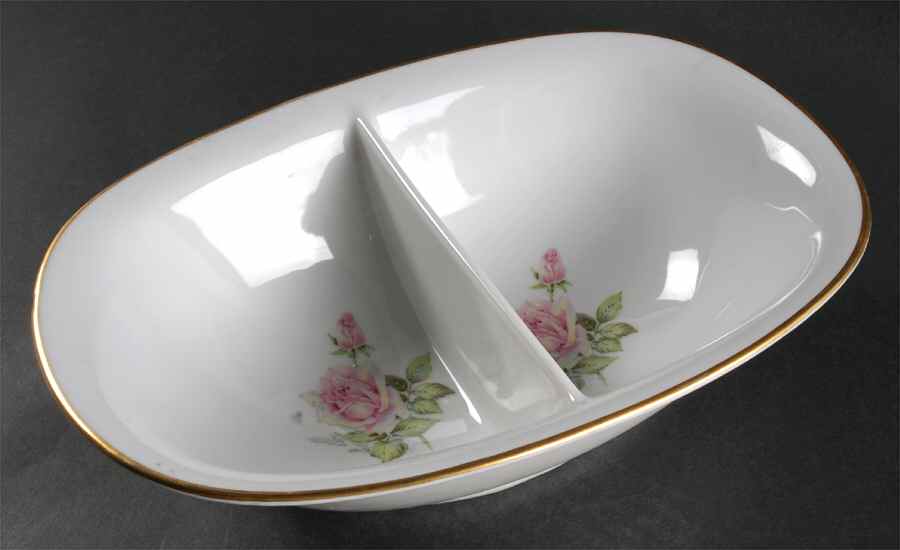Franconia Rose 10" Oval Divided Vegetable Bowl by Franconia-Krautheim & Adelburg-1