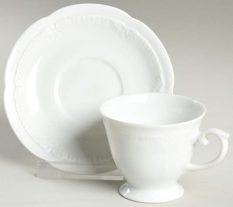 Franconia White Footed Demitasse Cup & Saucer Set by Franconia-Krautheim & Adelburg-1