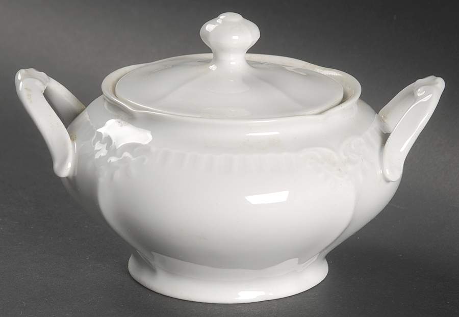 Franconia White Sugar Bowl & Lid by Franconia-Krautheim & Adelburg-1