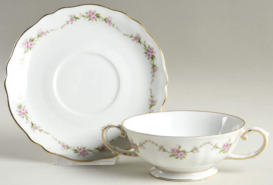 Gloria Footed Cream Soup Bowl & Saucer Set by Franconia-Krautheim & Adelburg-1