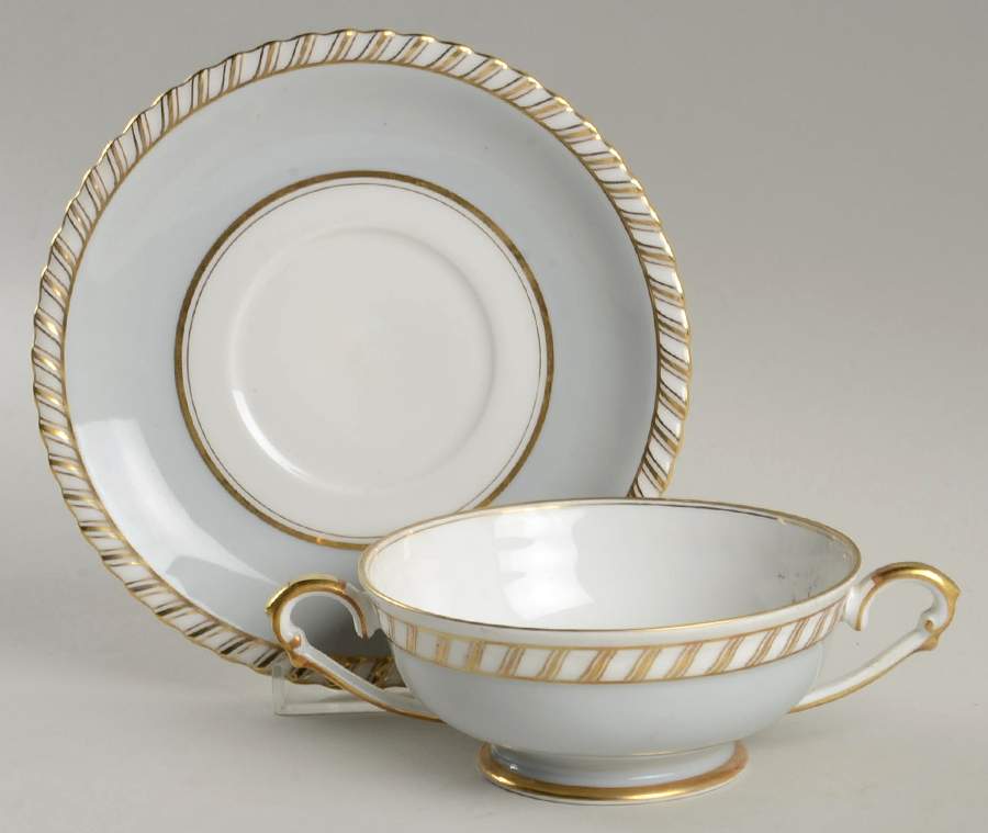Graymont Footed Cream Soup Bowl & Saucer Set by Franconia-Krautheim & Adelburg-1