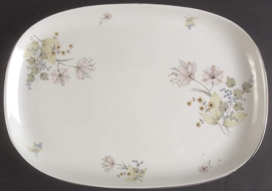 Hermosa (Platinum Trim) 13" Oval Serving Platter by Franconia-Krautheim & Adelburg-1