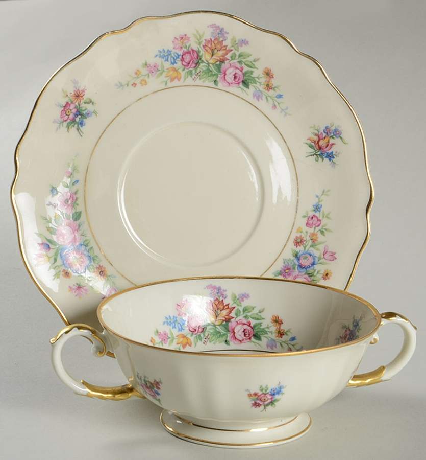 Lakme Footed Cream Soup Bowl & Saucer Set by Franconia-Krautheim & Adelburg-1