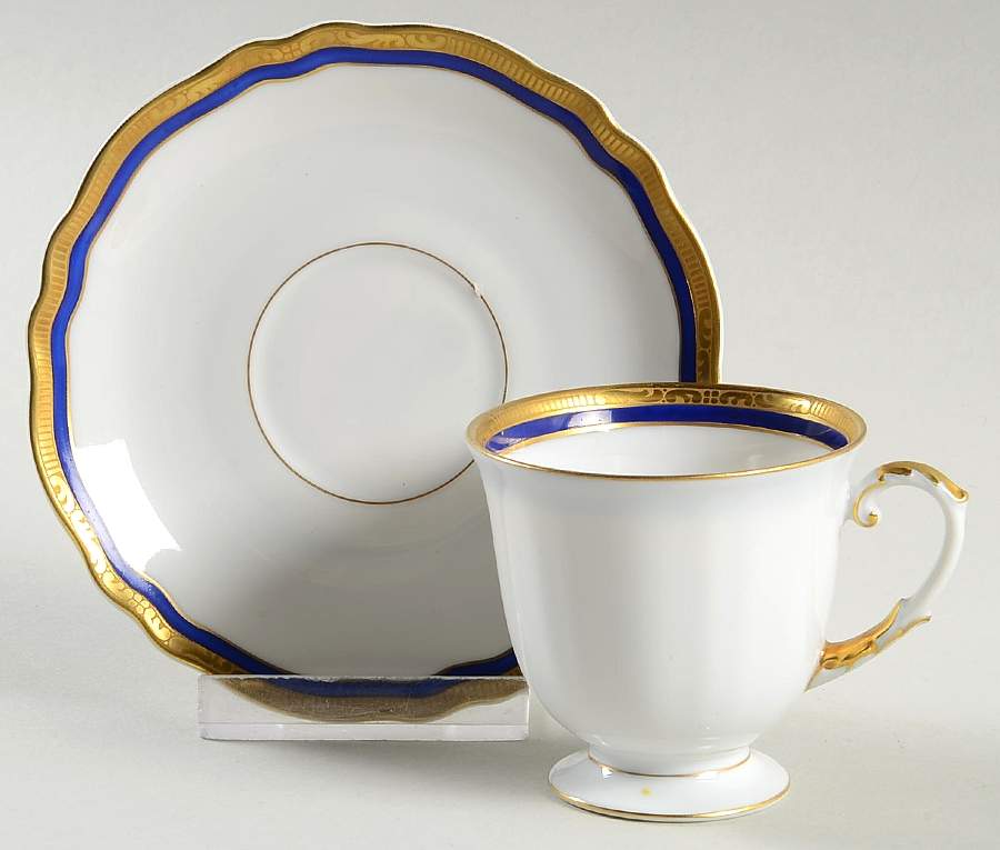 La Marquise (Blue Cobalt Band) Footed Demitasse Cup & Saucer Set by Franconia-Krautheim & Adelburg-1