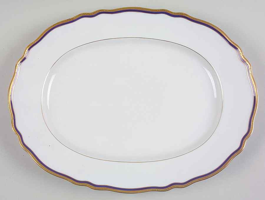 La Marquise (Blue Cobalt Band) 13" Oval Serving Platter by Franconia-Krautheim & Adelburg-1