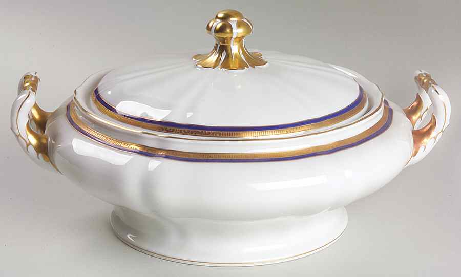 La Marquise (Blue Cobalt Band) Round Covered Vegetable by Franconia-Krautheim & Adelburg-1
