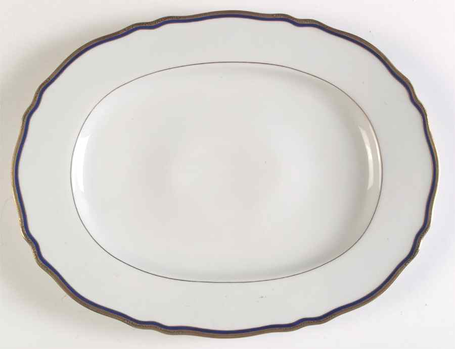 La Marquise (Blue Cobalt Band) 15" Oval Serving Platter by Franconia-Krautheim & Adelburg-1