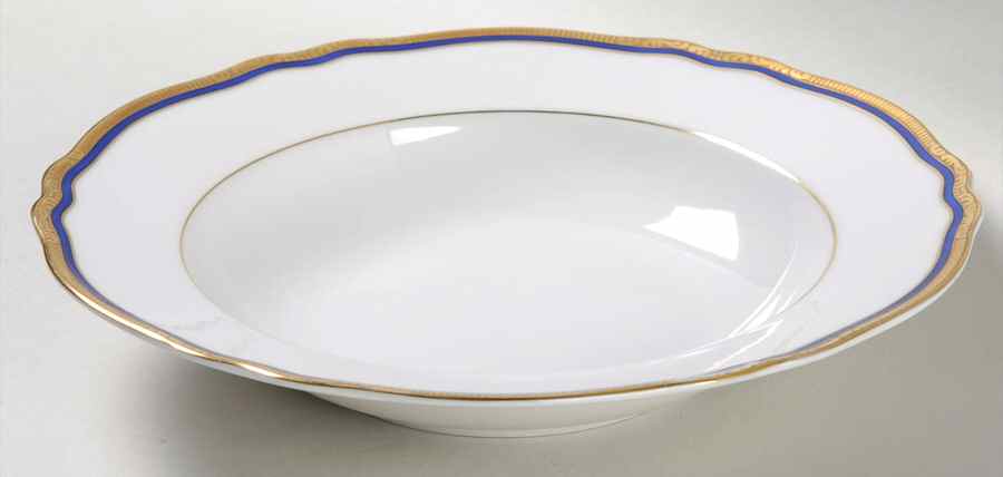 La Marquise (Blue Cobalt Band) Rim Soup Bowl by Franconia-Krautheim & Adelburg-1
