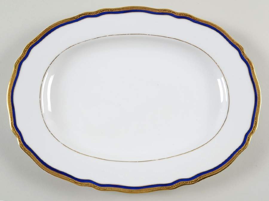 La Marquise (Blue Cobalt Band) 12" Oval Serving Platter by Franconia-Krautheim & Adelburg-1