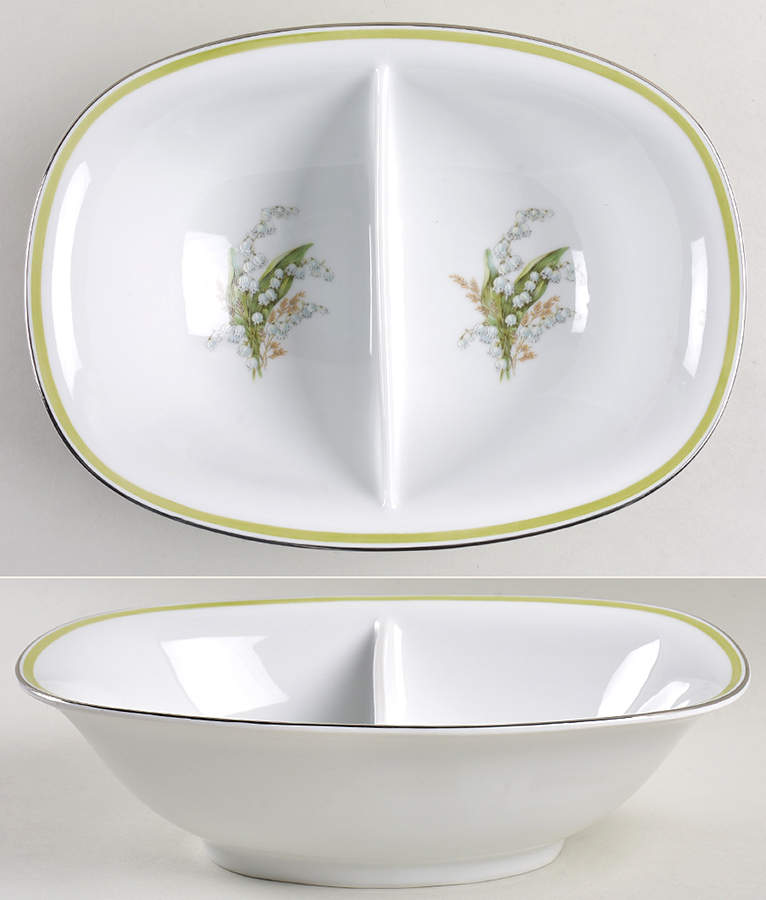 Lily of The Valley 10" Oval Divided Vegetable Bowl by Franconia-Krautheim & Adelburg-1