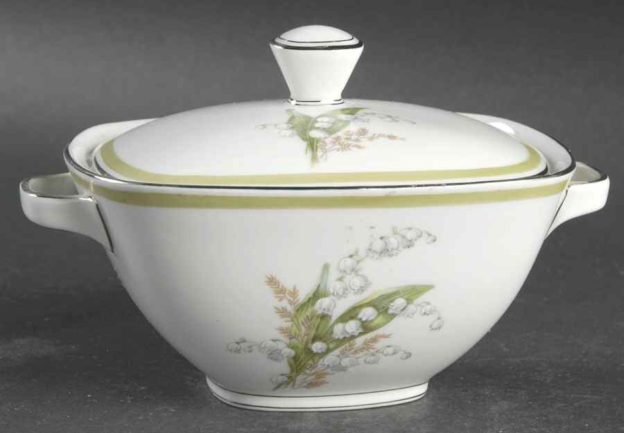 Lily of The Valley Sugar Bowl & Lid by Franconia-Krautheim & Adelburg-1