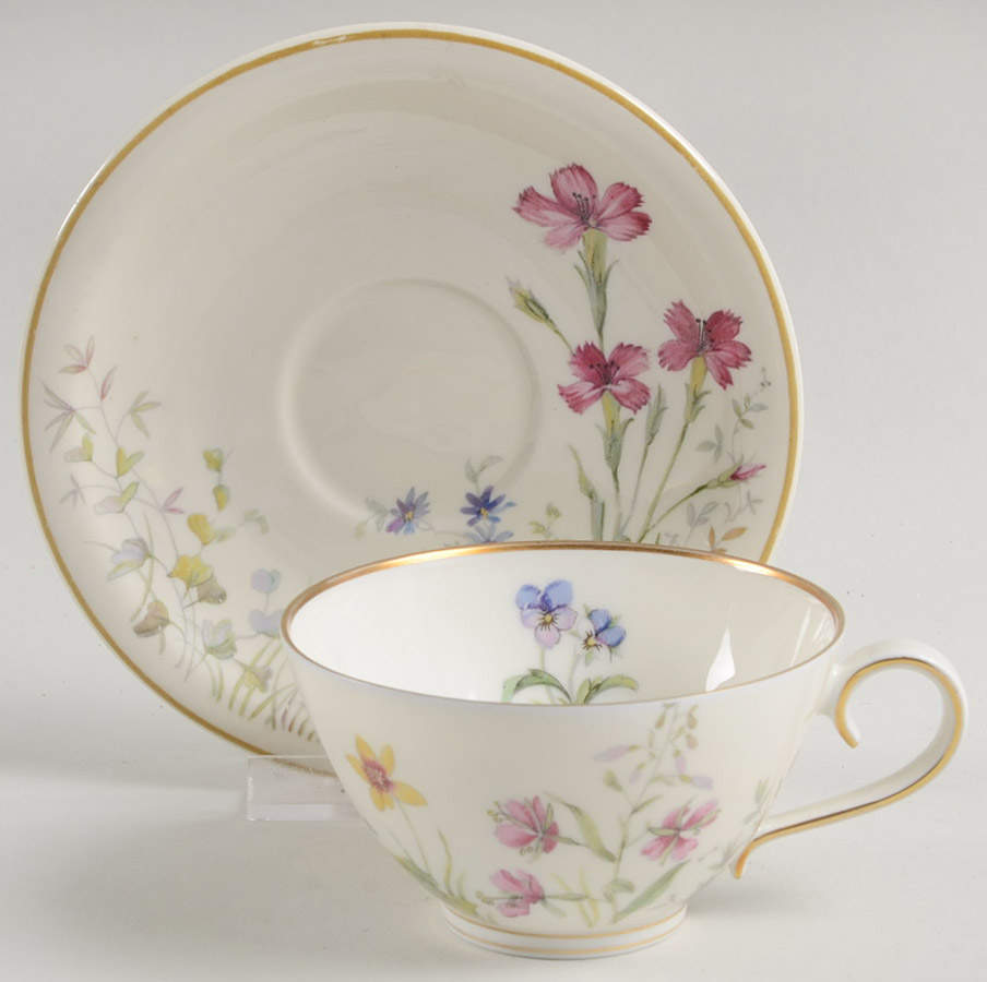 Meadow Flowers Footed Demitasse Cup & Saucer Set by Franconia-Krautheim & Adelburg-1