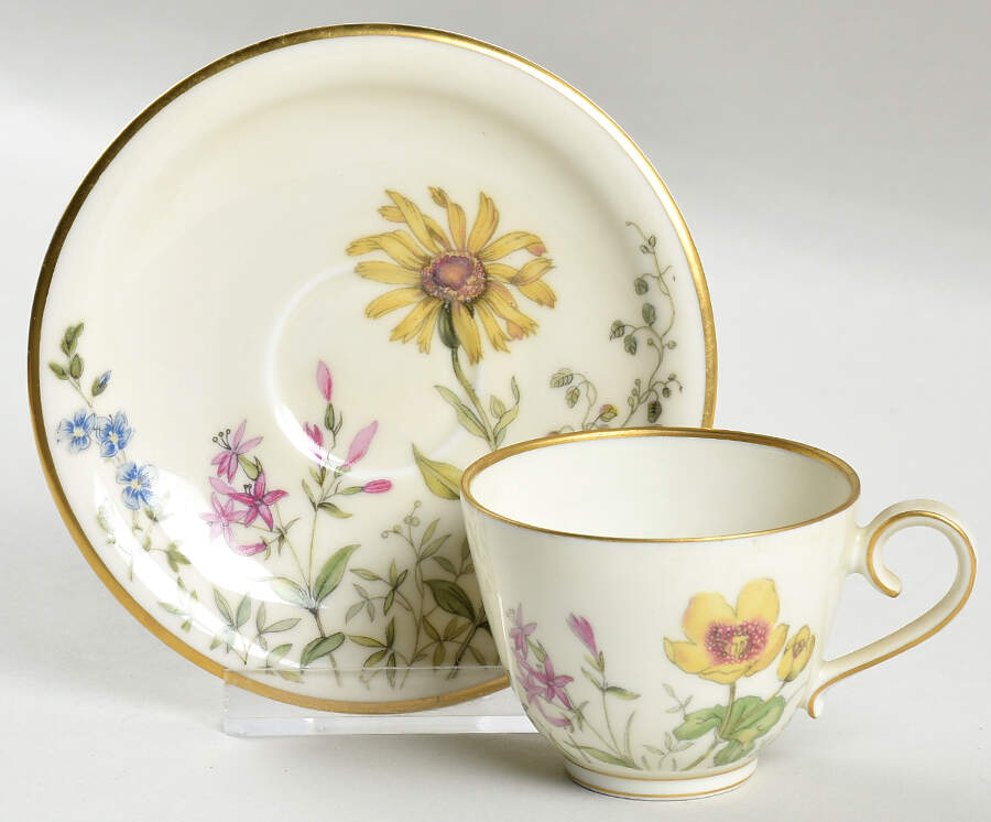 Meadow Flowers Footed Demitasse Cup & Saucer Set by Franconia-Krautheim & Adelburg-1