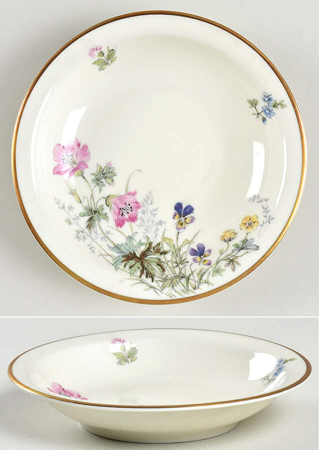 Meadow Flowers Rim Fruit/Dessert (Sauce) Bowl by Franconia-Krautheim & Adelburg-1