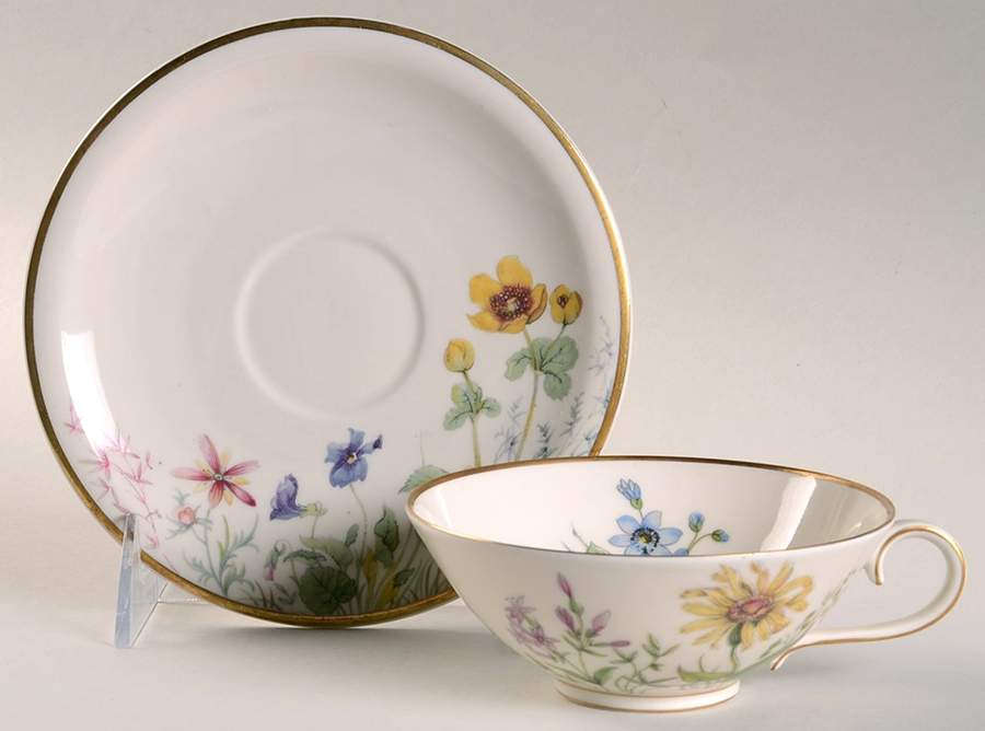 Meadow Flowers Flat Cup & Saucer Set by Franconia-Krautheim & Adelburg-1