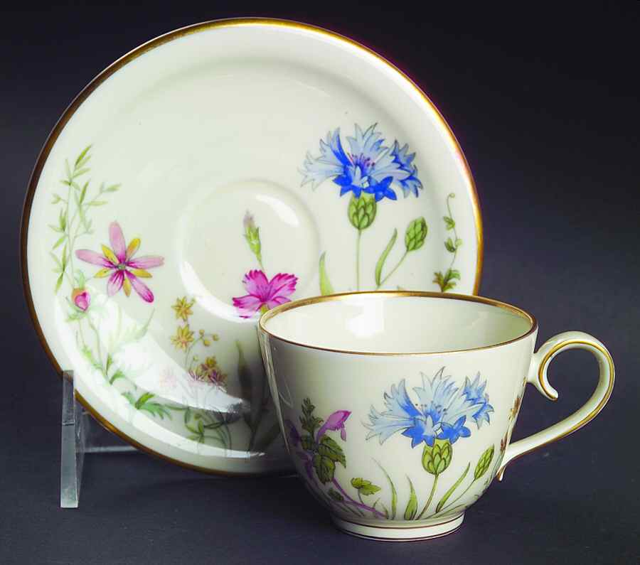 Meadow Flowers Footed Demitasse Cup & Saucer Set by Franconia-Krautheim & Adelburg-1