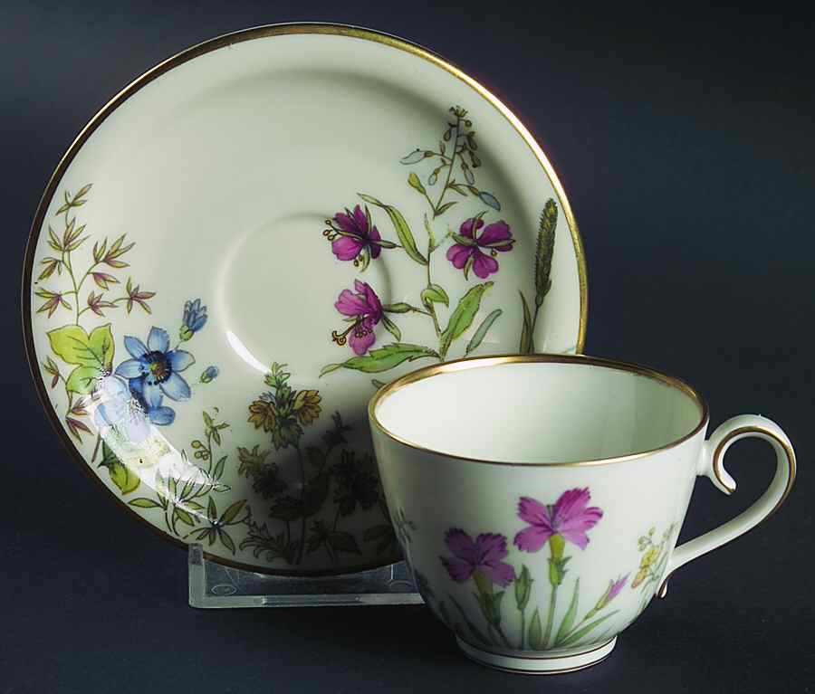 Meadow Flowers Footed Demitasse Cup & Saucer Set by Franconia-Krautheim & Adelburg-1